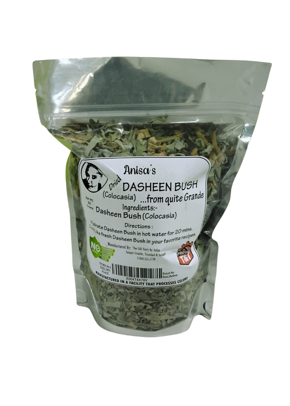 Anisa’s Dehydrated Trinidad Dasheen Bush 60g dried Caribbean leaves for UK and Ireland diaspora cooking